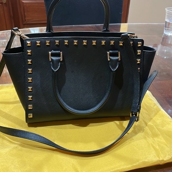 Michael Kors Studded Purse with Handles Leather Top Handle or Crossbody Selma - Picture 5 of 14